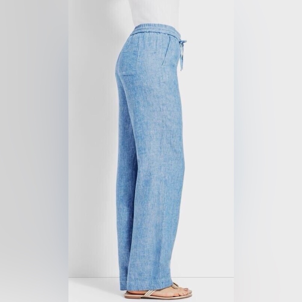 NWT Talbots Linen Chambray Tie Waist Pants - Picture 3 of 16